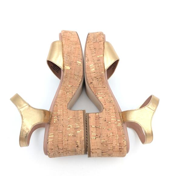 Nordstrom Claudia Platform Sandal Ankle Strap Women's Gold Size US8M EU39 - Picture 7 of 13